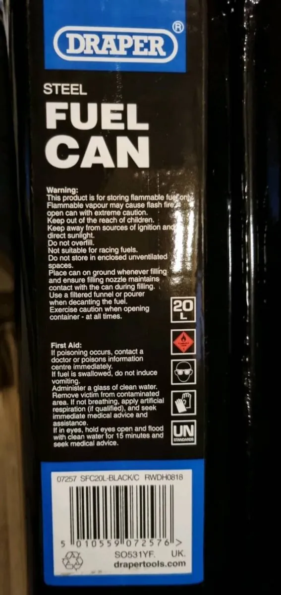 Draper 20L Steel Fuel Can - Image 3