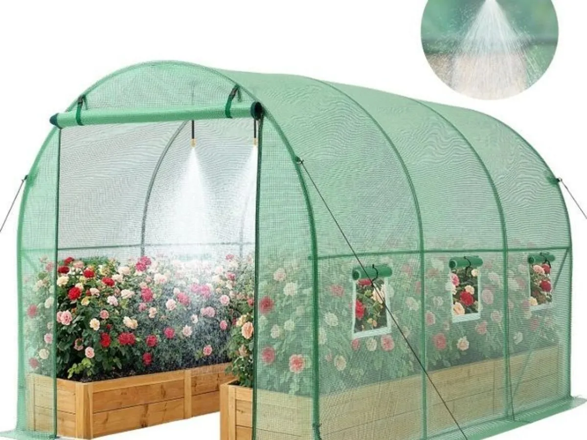 10FT X 7FT WALK-IN POLYTUNNEL GREENHOUSE WITH BUIL - Image 3