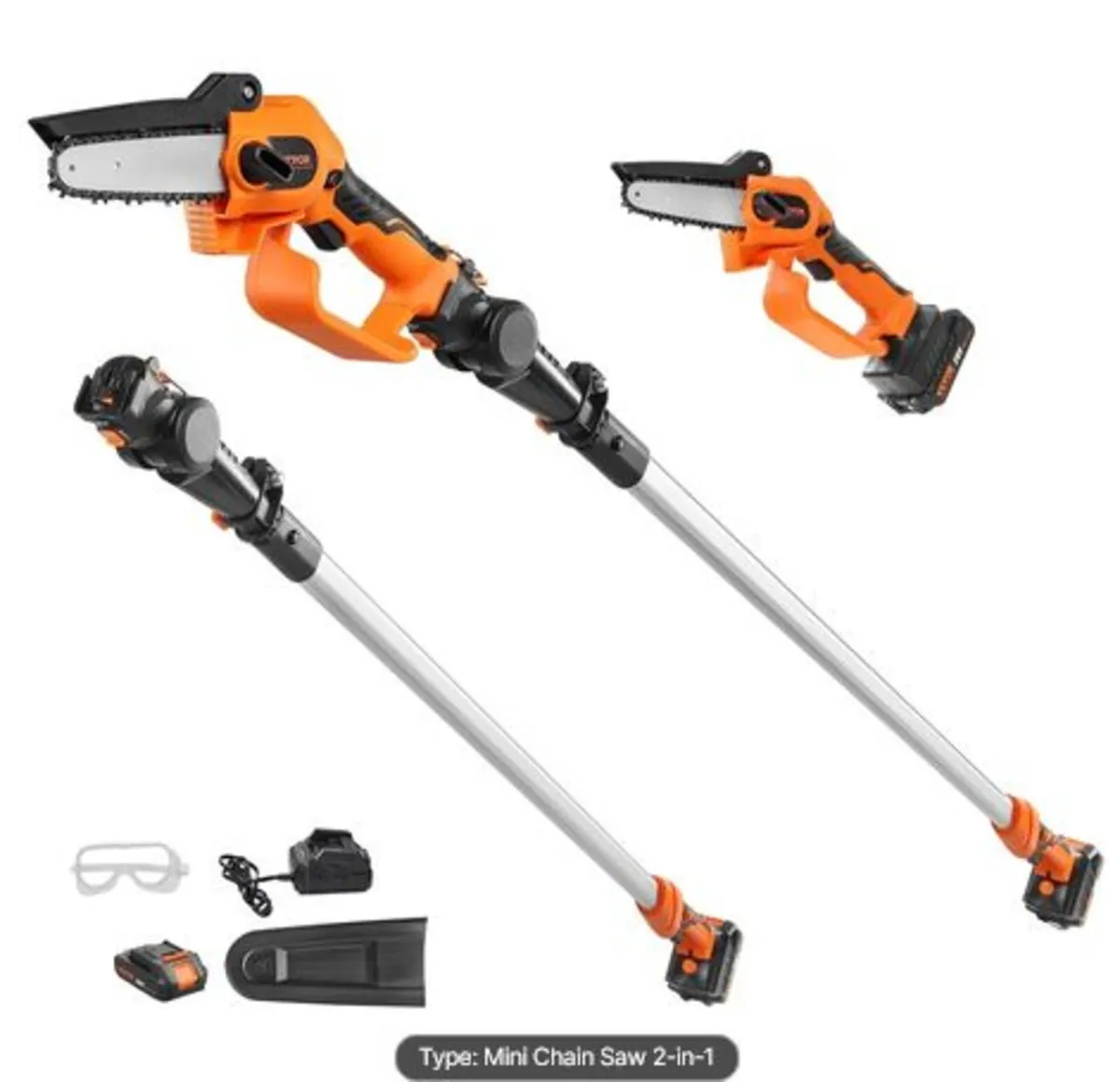 2-in-1 Cordless Pole Saw & Mini Chainsaw, 20V 2Ah - Image 1