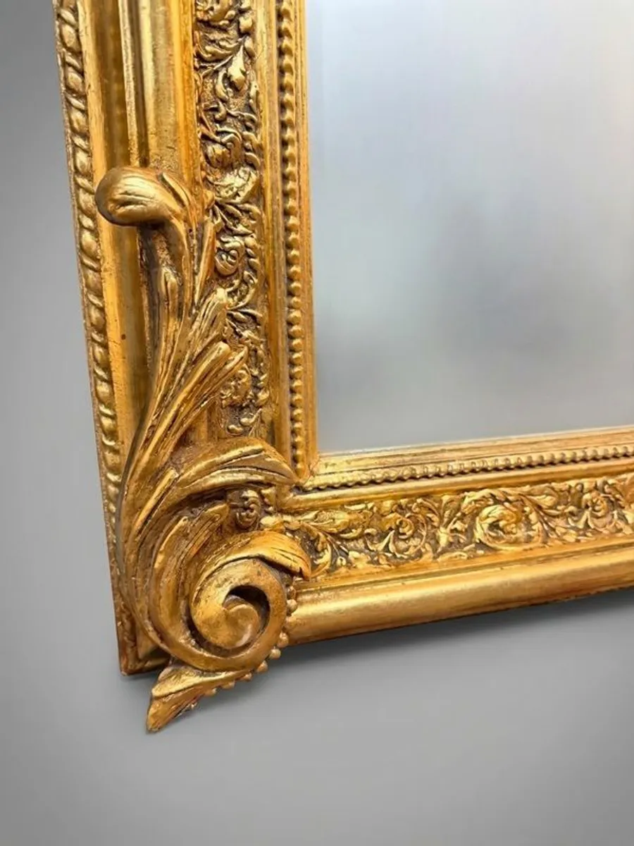 Gilt Wood & Plaster French Style Panel Mirror - Image 2