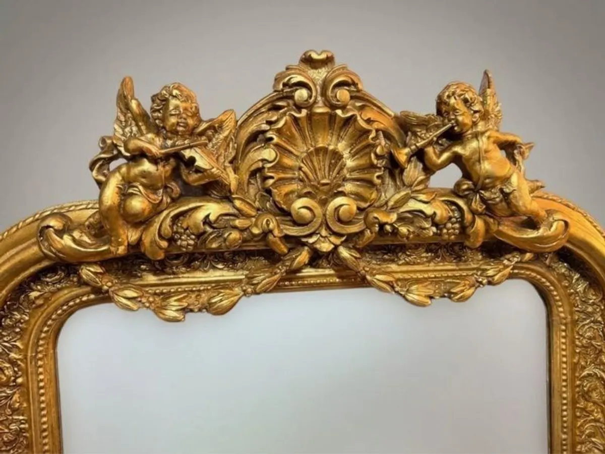 Gilt Wood & Plaster French Style Panel Mirror - Image 3