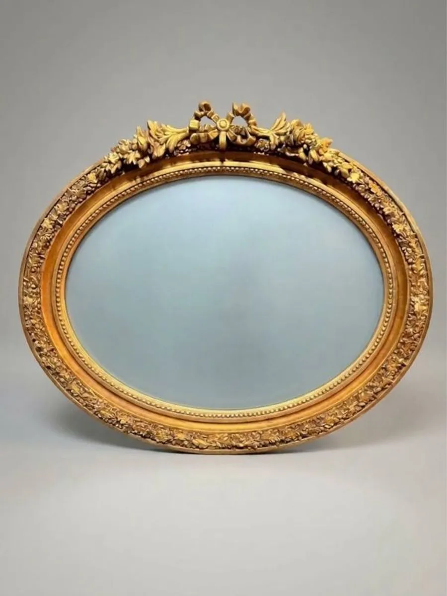Elegant French Style Gilt Frame Oval Mirror with Bevelled Glass - Image 1