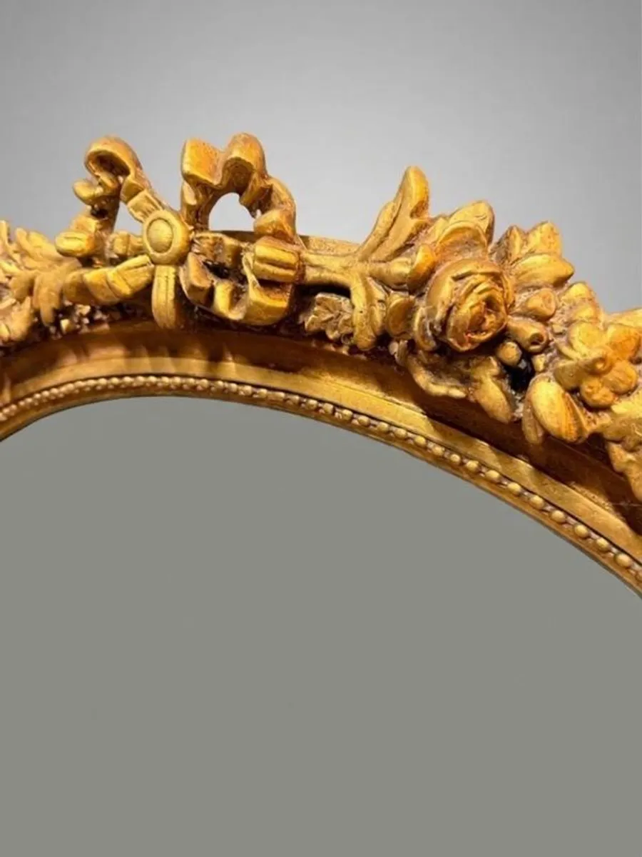 Elegant French Style Gilt Frame Oval Mirror with Bevelled Glass - Image 2