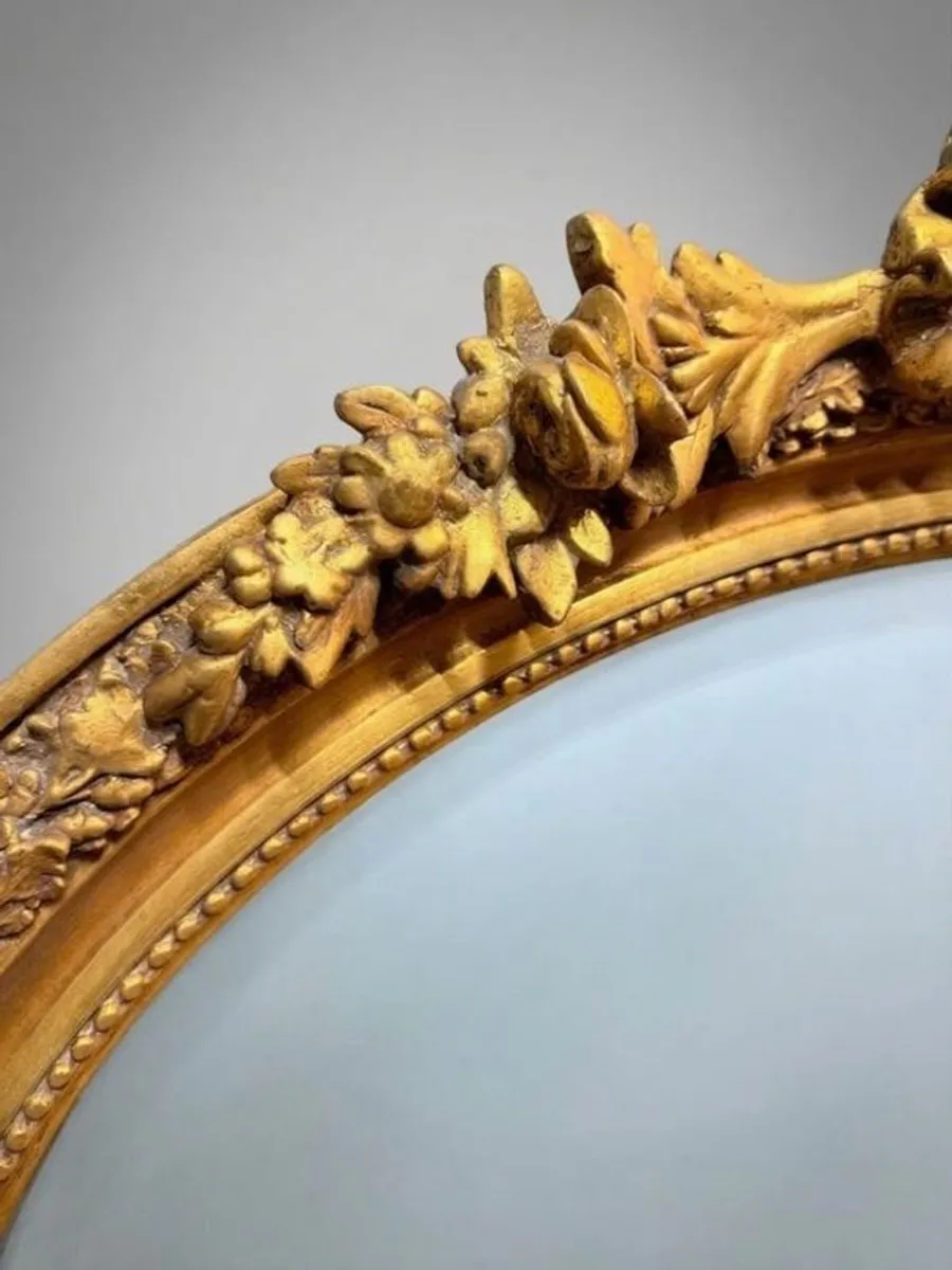 Elegant French Style Gilt Frame Oval Mirror with Bevelled Glass - Image 3