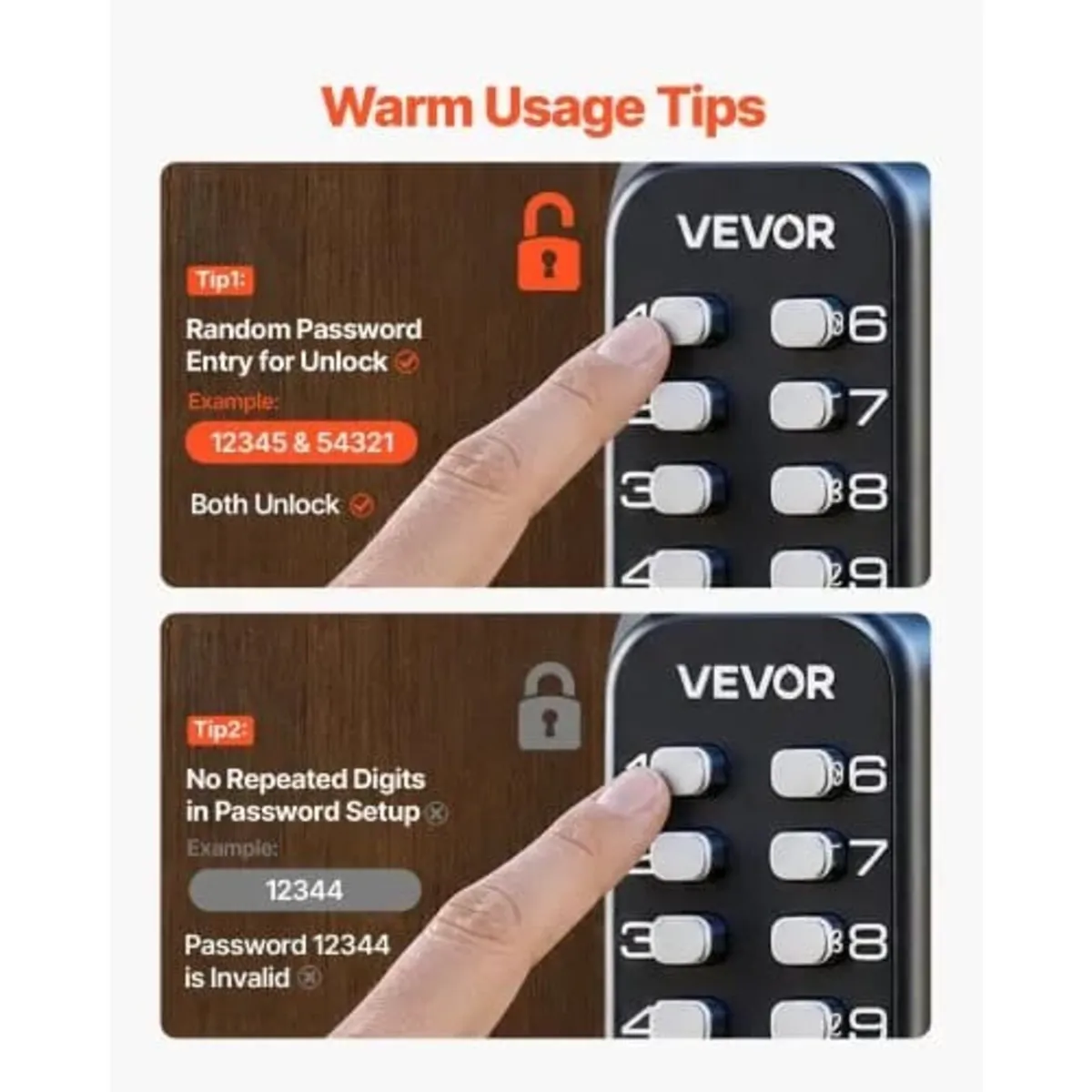 Mechanical Keyless Entry Door Lock, 14 Key Mechani - Image 4