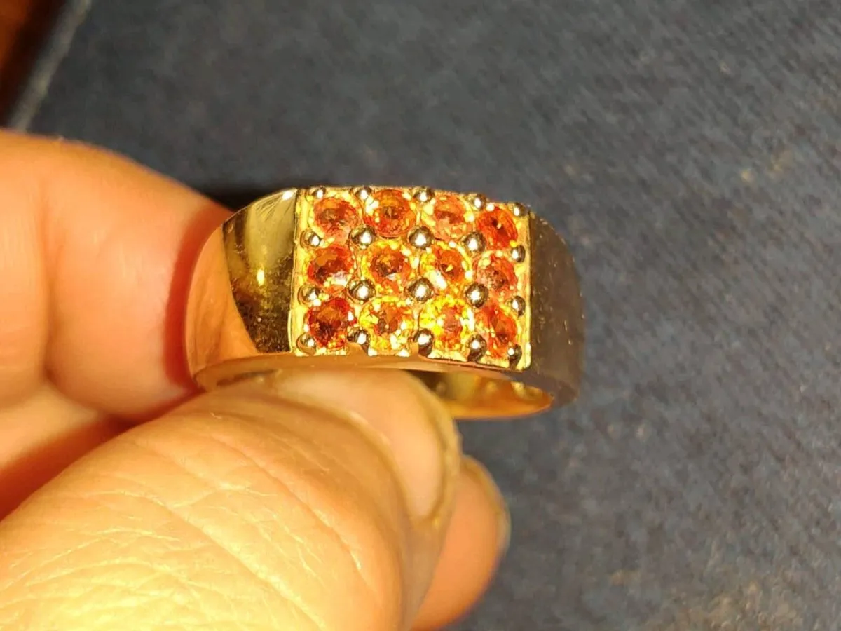 RARE HUGE ORANGE SAPPHIRES, 9CT Gold 7g New Ring ! - Image 2