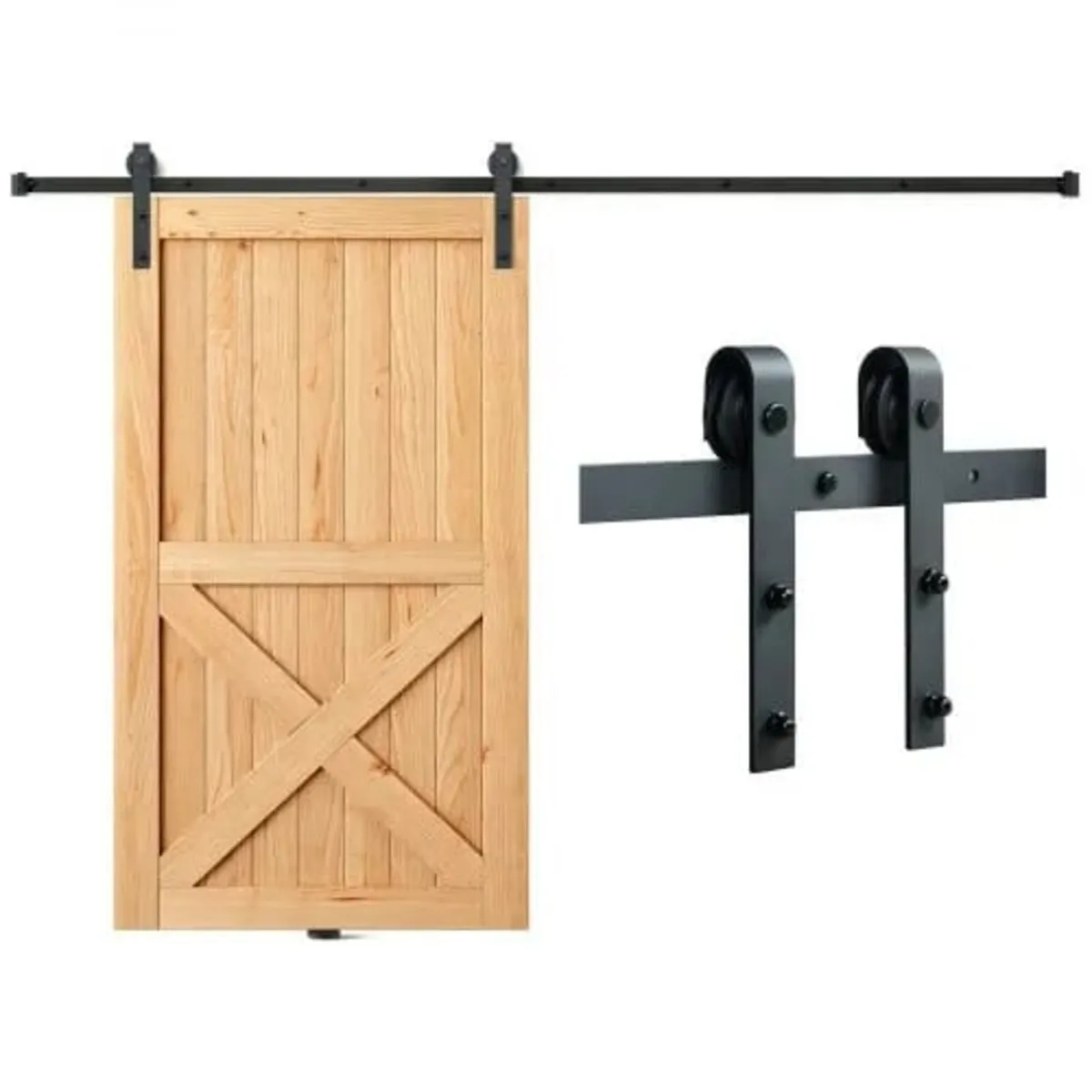 8FT Sliding Barn Door Hardware Kit, 149.7 kg Loadi - Image 1