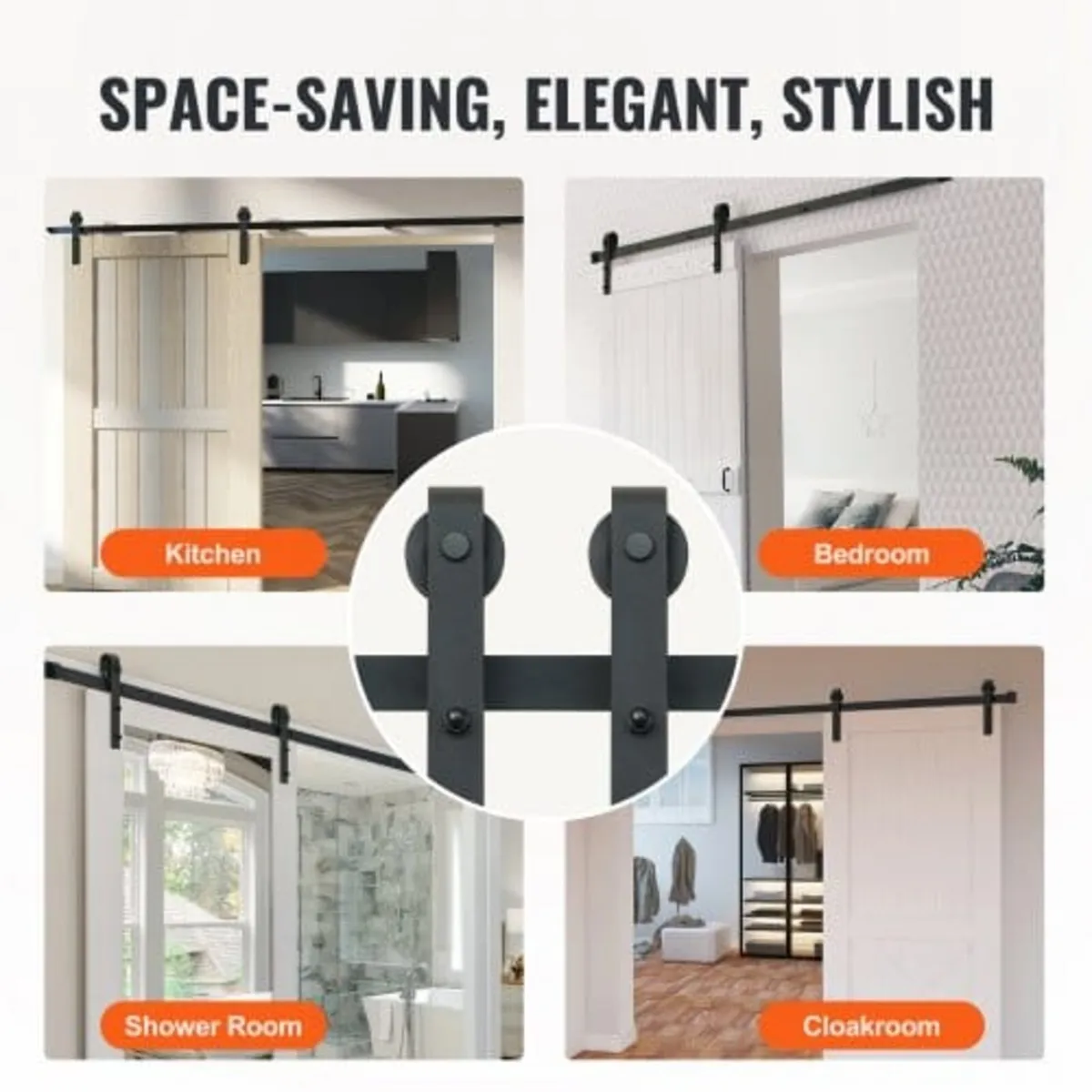 8FT Sliding Barn Door Hardware Kit, 149.7 kg Loadi - Image 3