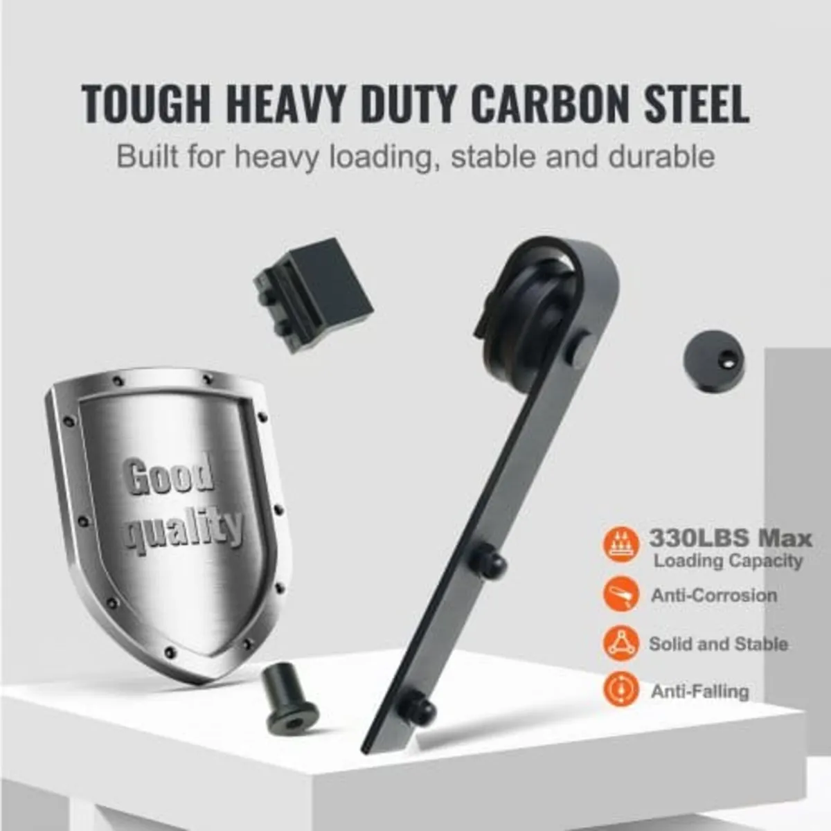 8FT Sliding Barn Door Hardware Kit, 149.7 kg Loadi - Image 4