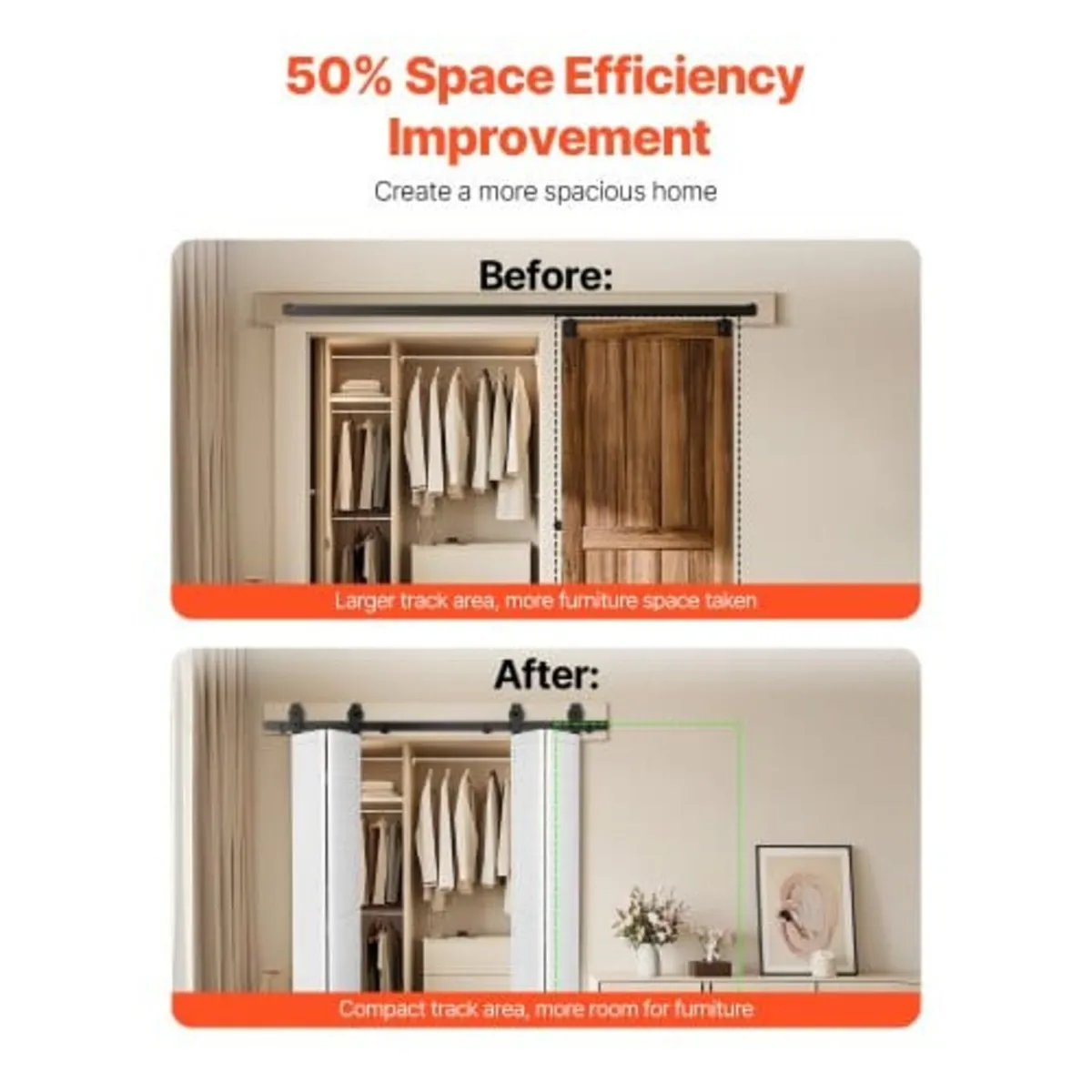 Bi-Folding Sliding Barn Door Hardware Track Kit, 6 - Image 2