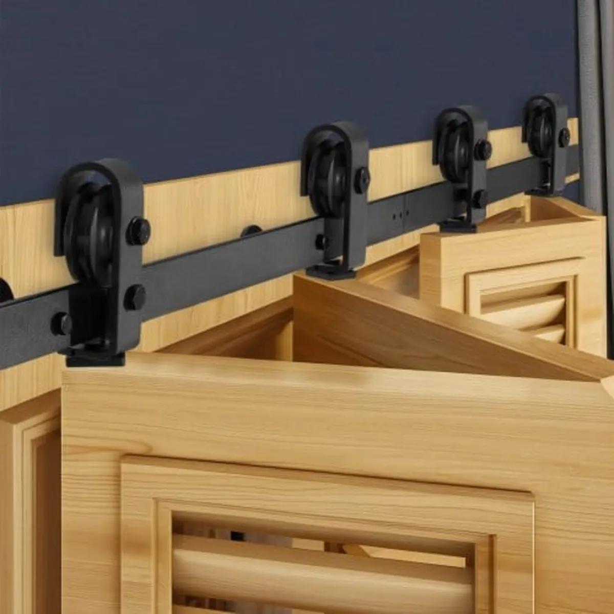 Bi-Folding Sliding Barn Door Hardware Track Kit, 6 - Image 1