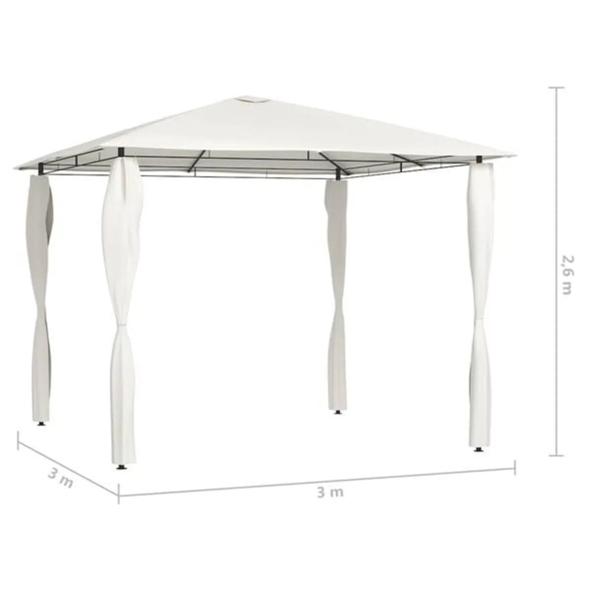 Gazebo with Post Covers 3x3x2,6 m Cream 160 g/m² - Image 4