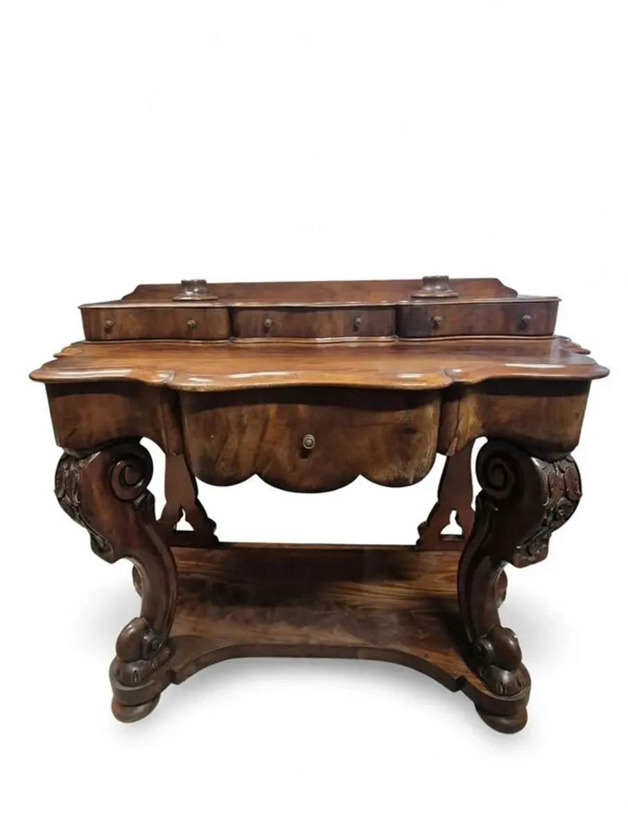 victorian mahogany serpentine console table - Image 1