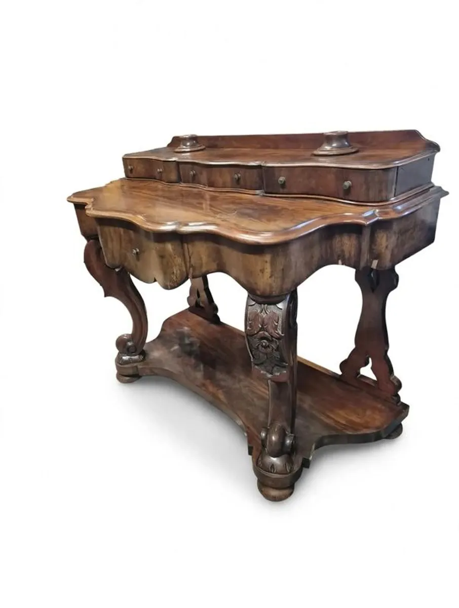 victorian mahogany serpentine console table - Image 4