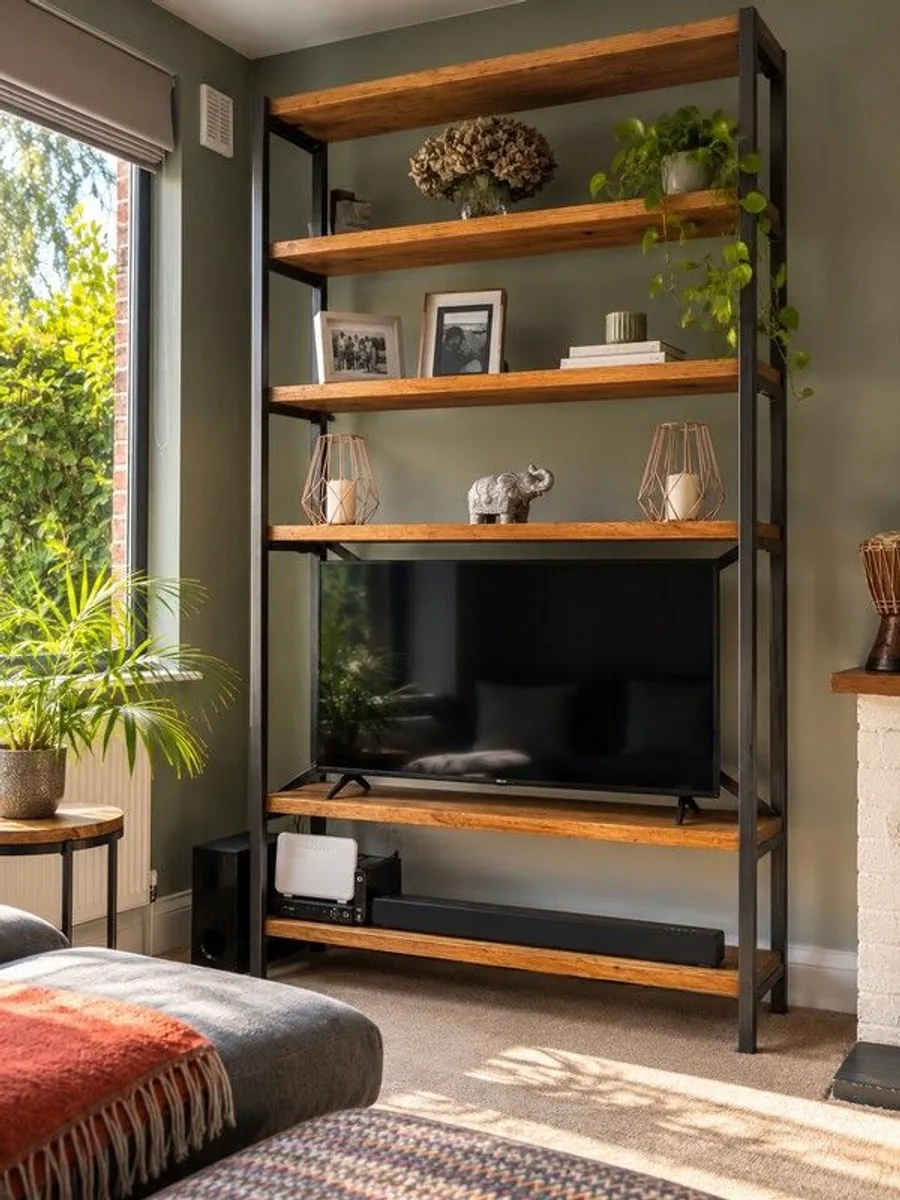 Handmade Industrial Shelving or TV Unit. Reclaimed Timber - Image 1