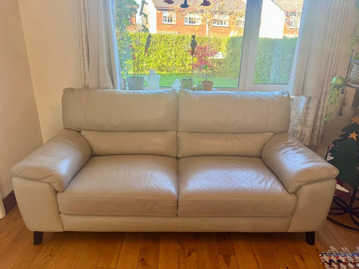 Light Grey leather sofa - Image 1