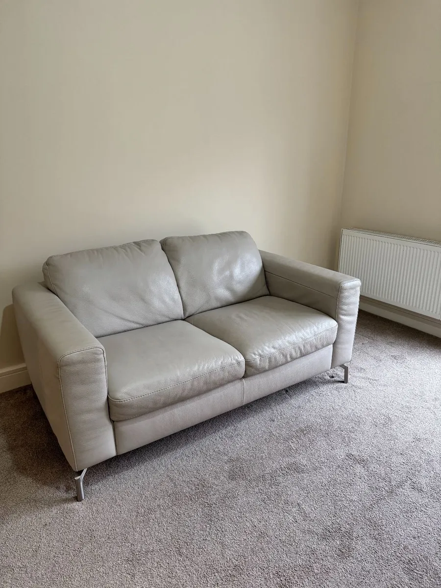 Cream Leather Sofa - Image 2