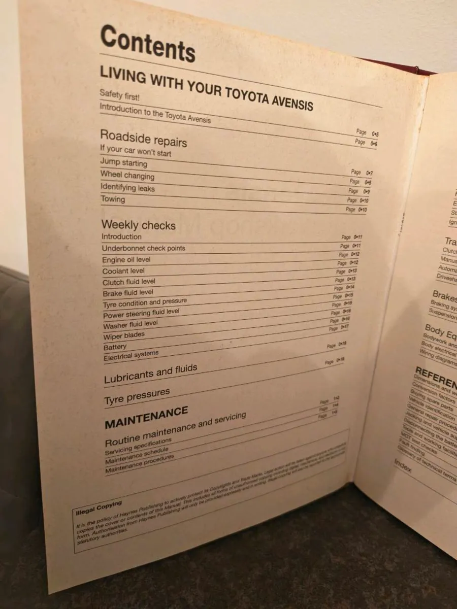 Toyota Avensis Haynes Manual - Image 3