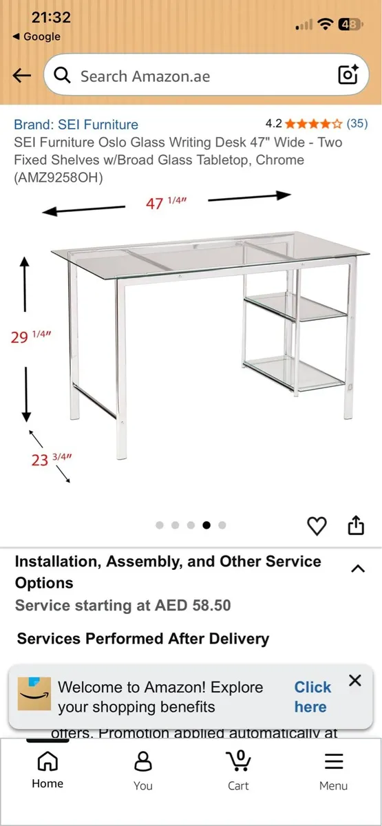 Oslo glass writing desk - Image 2