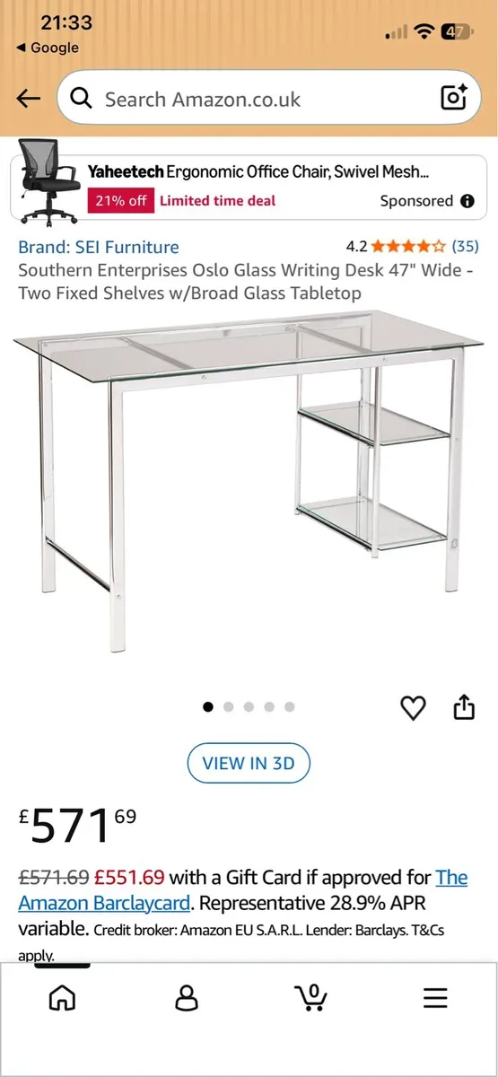 Oslo glass writing desk - Image 3