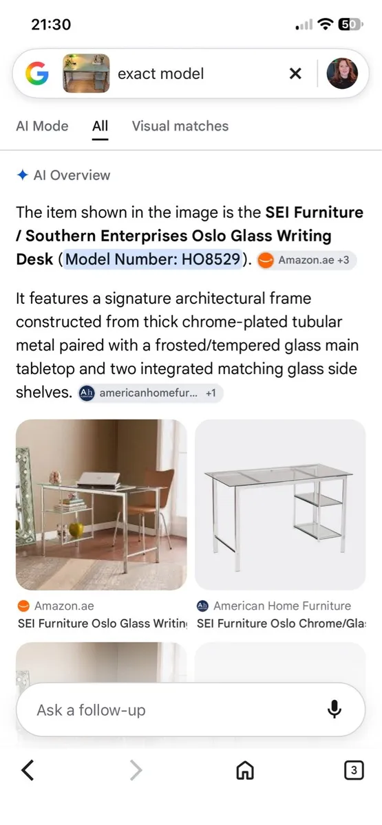 Oslo glass writing desk - Image 4