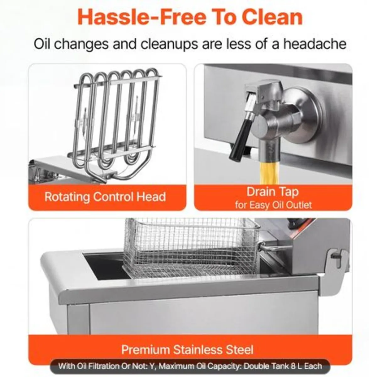 Commercial Deep Fryer, Dual Tank 3000W Electric - Image 2
