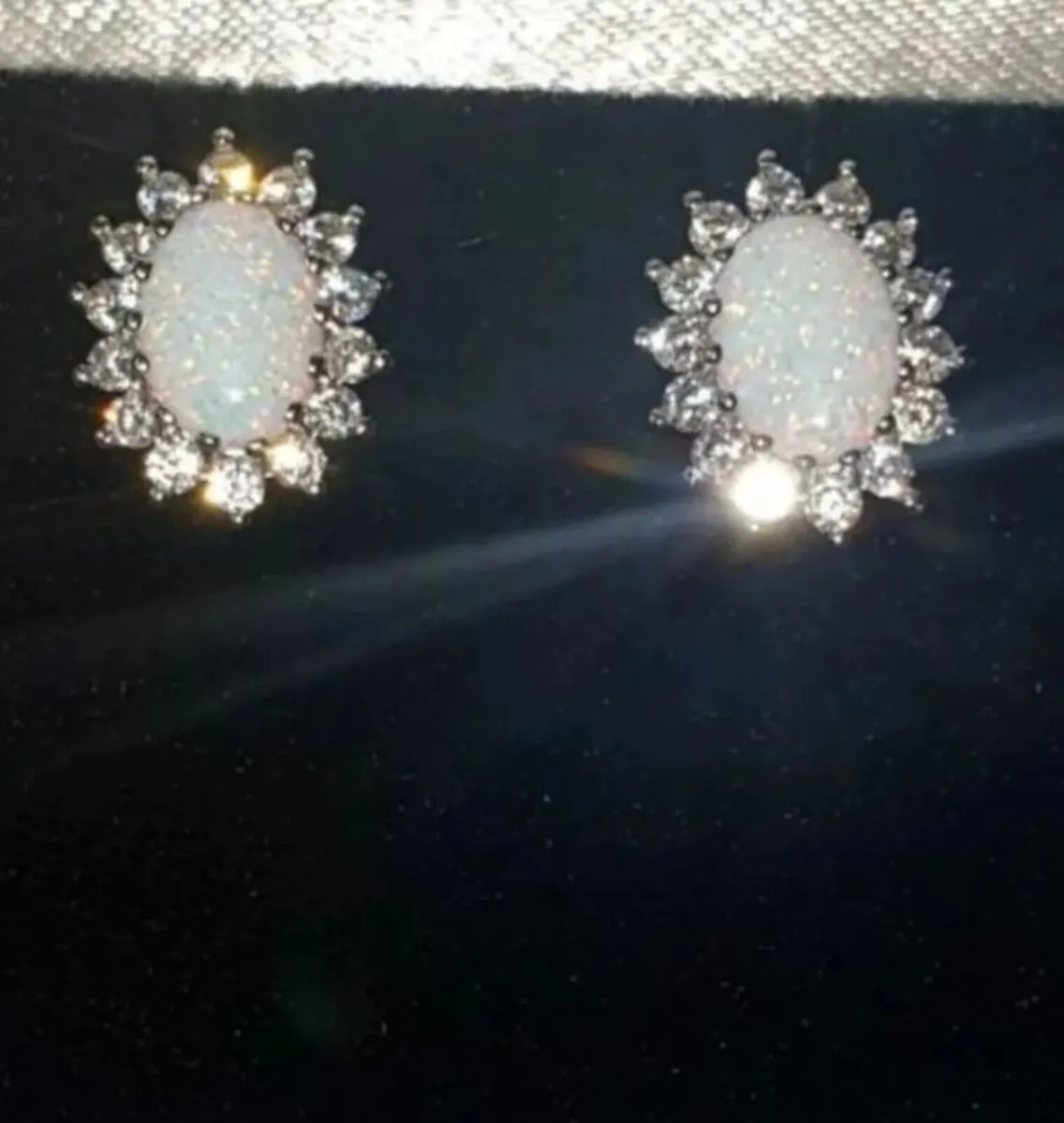 Vintage Hallmarked Silver Opal & Sapphire Clusters - Image 1