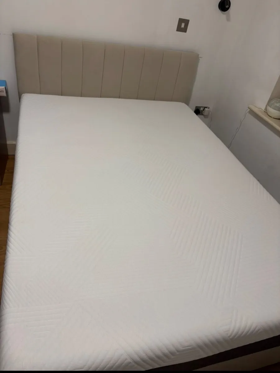 Beige Double bed and mattress - Image 2