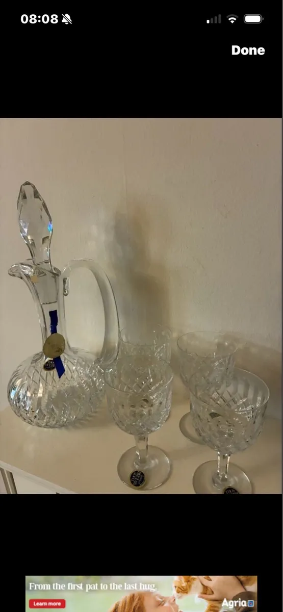 Vintage Thomas Webb Crystal Decanter & Glasses Set - Image 1