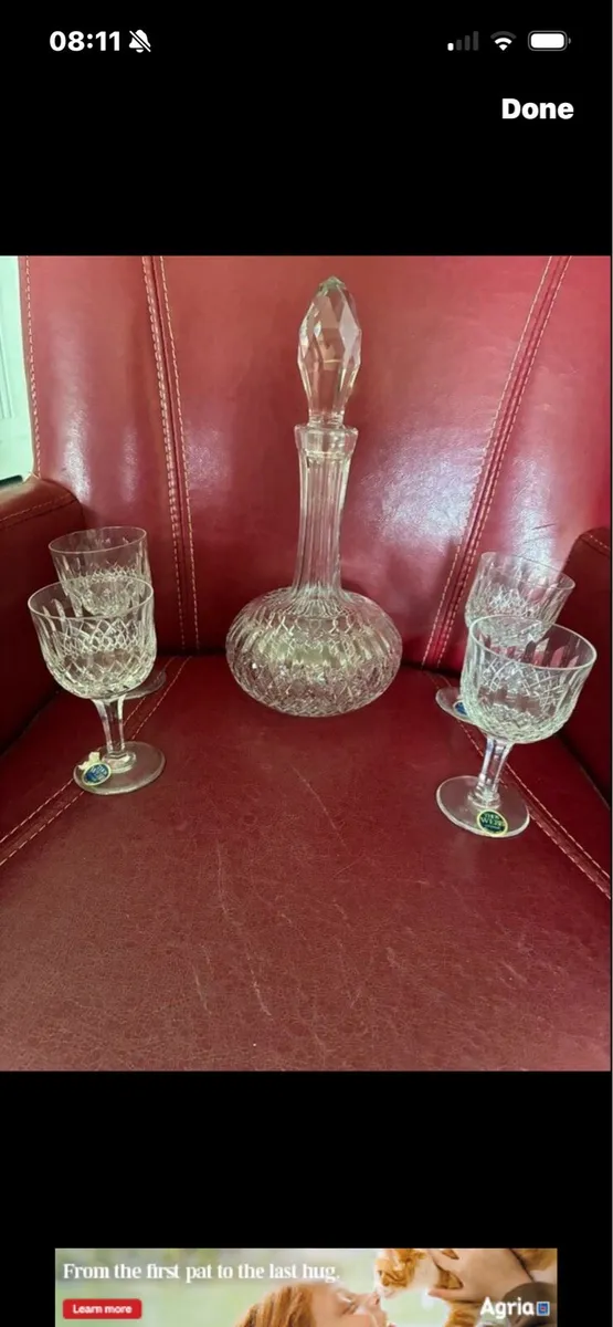 Vintage Thos Webb Decanter & Glasses Set - Image 1