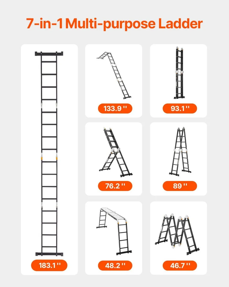 7-in-1 Folding Telescopic Ladder, 330lb - Image 2