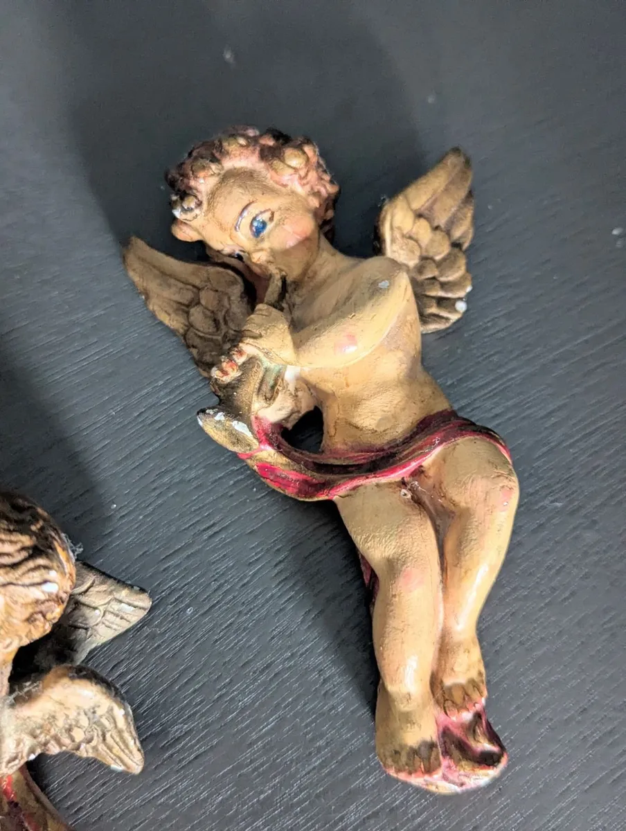 Set of 3 antique Angel holy-water font - Image 2