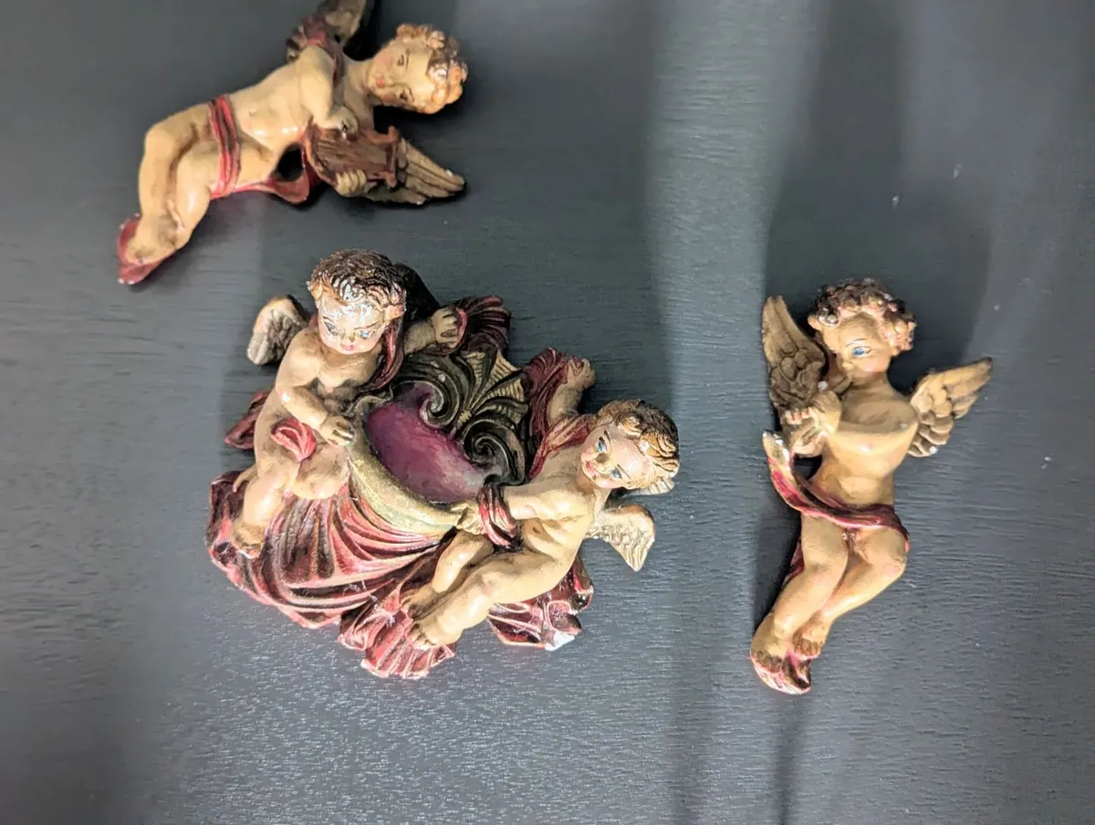 Set of 3 antique Angel holy-water font - Image 4