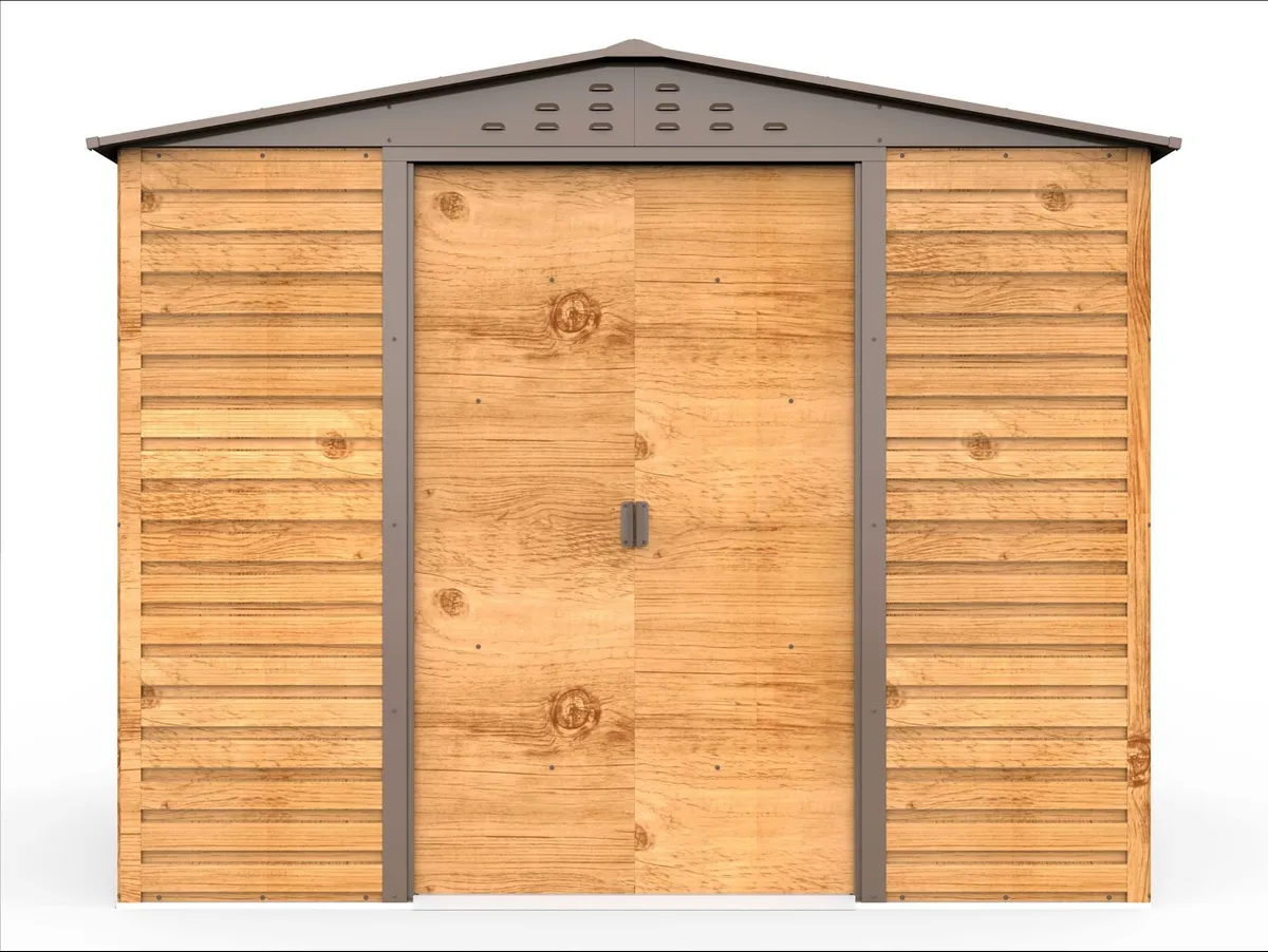 🏡 ALPINE 8x6 HEAVY-DUTY STEEL GARDEN SHED – BROWN - Image 3
