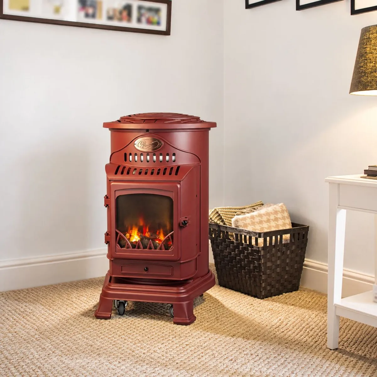 🔥 PROVENCE BURGUNDY MOBILE GAS FIRE – 3.4kW - Image 1
