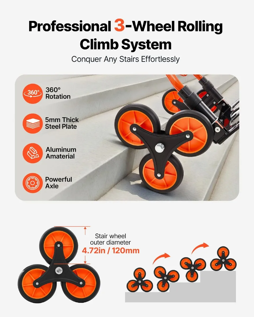 Folding Stair Climbing Trolley - 54kg - Image 2