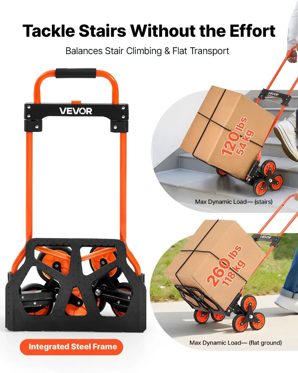 Folding Stair Climbing Trolley - 54kg - Image 3
