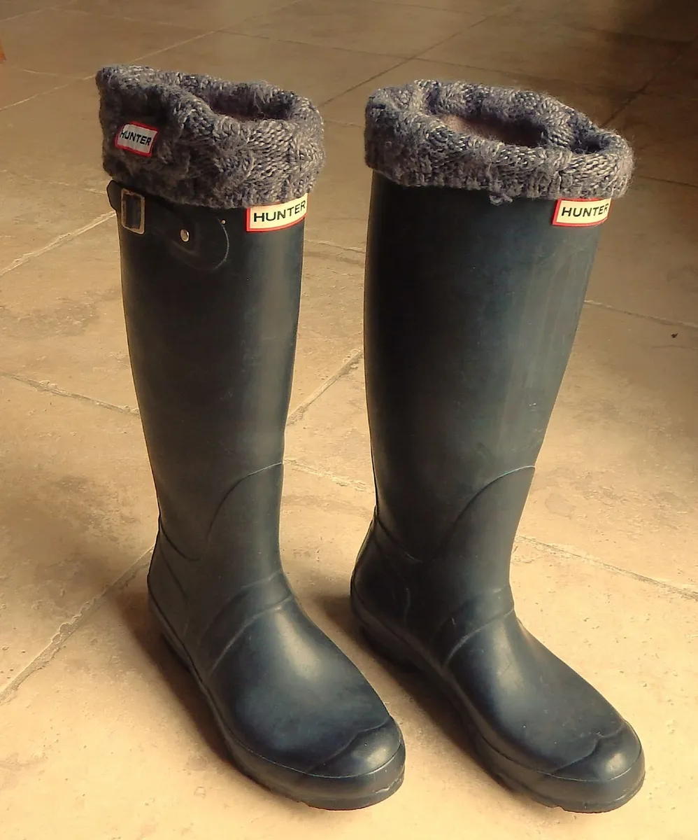 Pair of Hunter Tall Rubber Boots & Cuff Boot Socks - Image 1