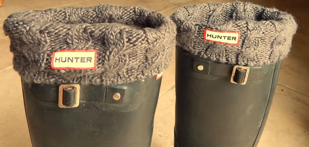 Pair of Hunter Tall Rubber Boots & Cuff Boot Socks - Image 4