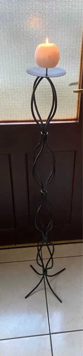 Beautiful Tall Sturdy Cast Iron Candle Holder - Image 2
