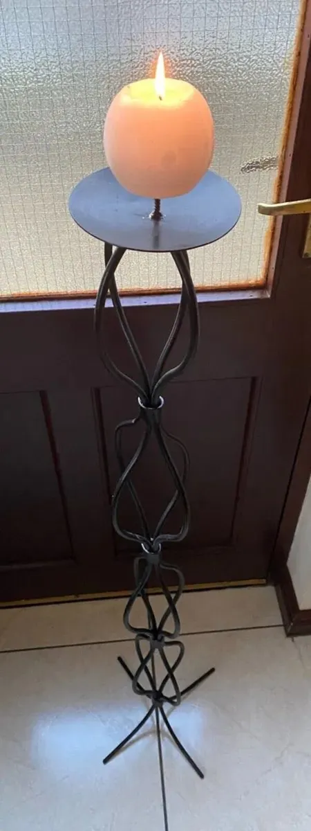 Beautiful Tall Sturdy Cast Iron Candle Holder - Image 1