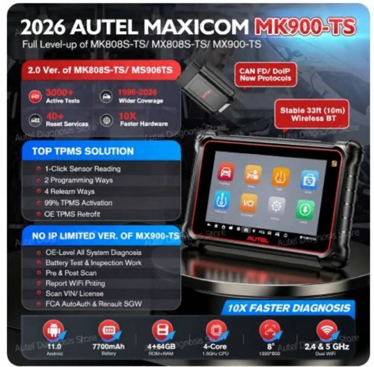 2026 Autel MaxiCOM MK900-TS  - TPMS scanner tool - Image 1