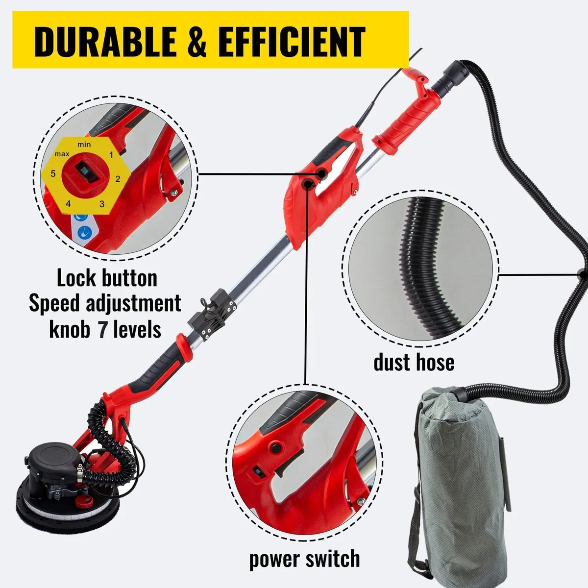 750W Electric Drywall Sander with LED Light - Image 2