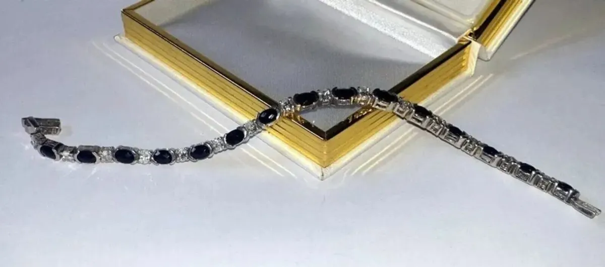 Vintage Sterling Silver Gemset Line Bracelet - Image 3