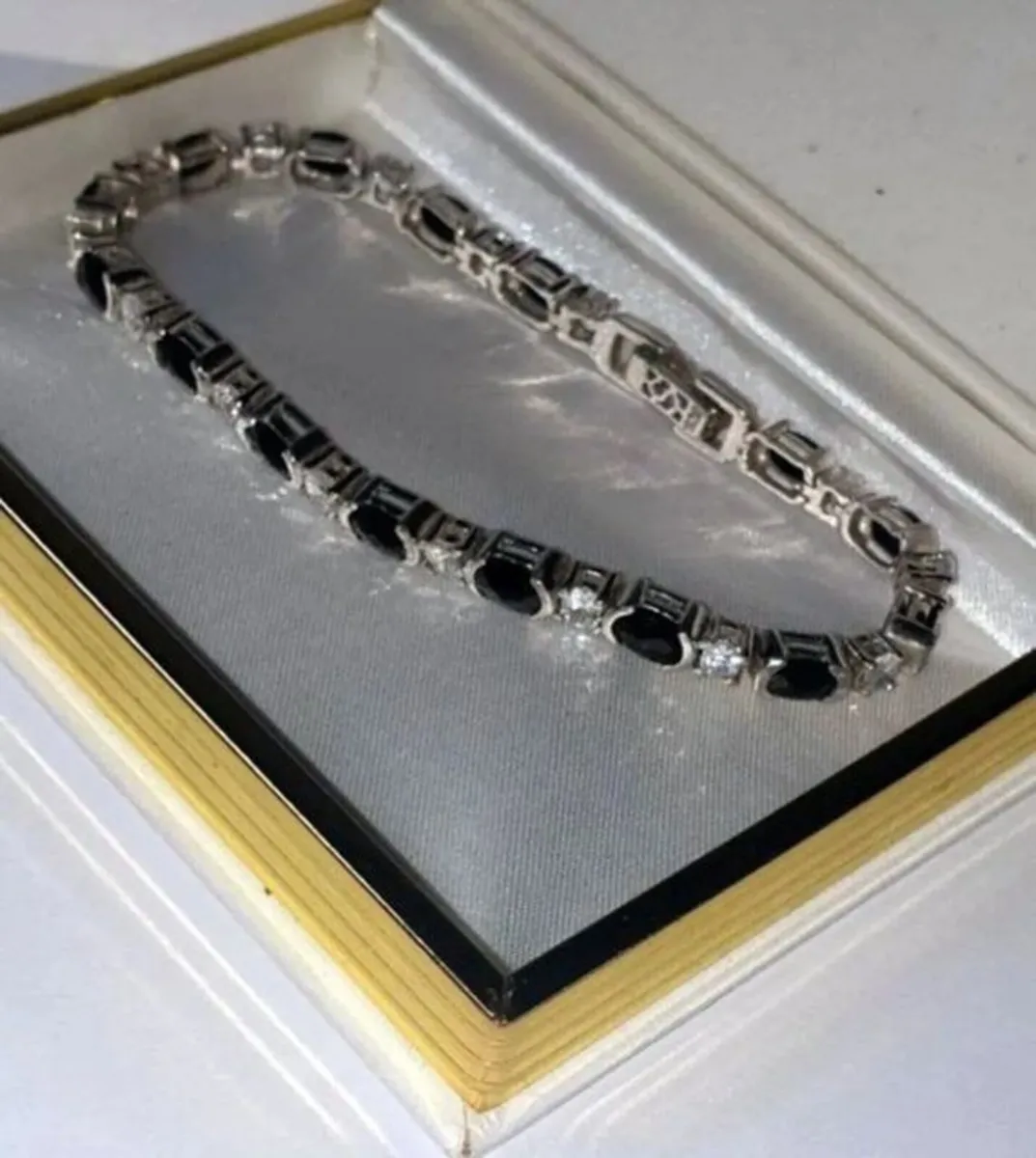 Vintage Sterling Silver Gemset Line Bracelet - Image 1