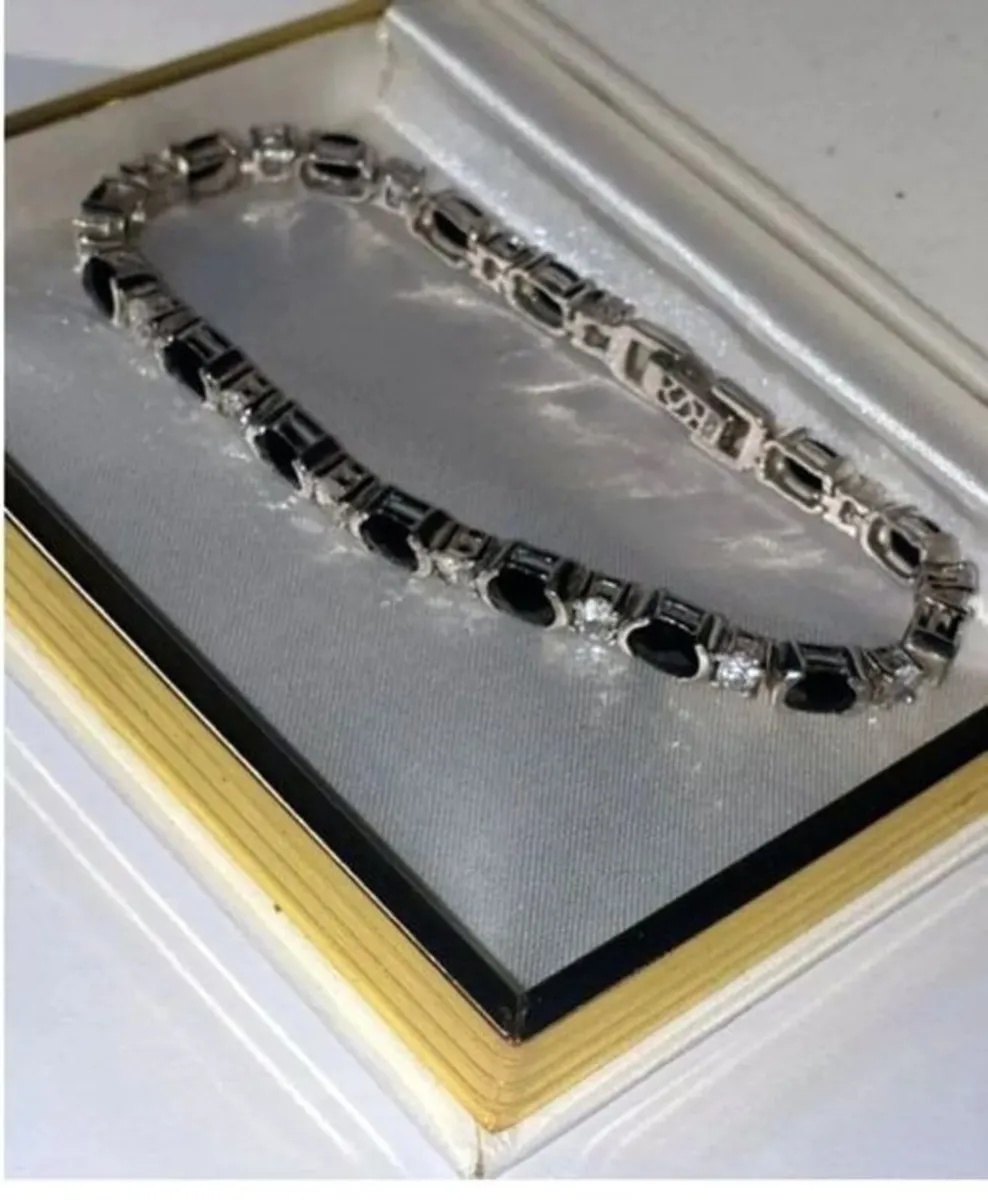 Vintage Sterling Silver Gemset Line Bracelet - Image 4