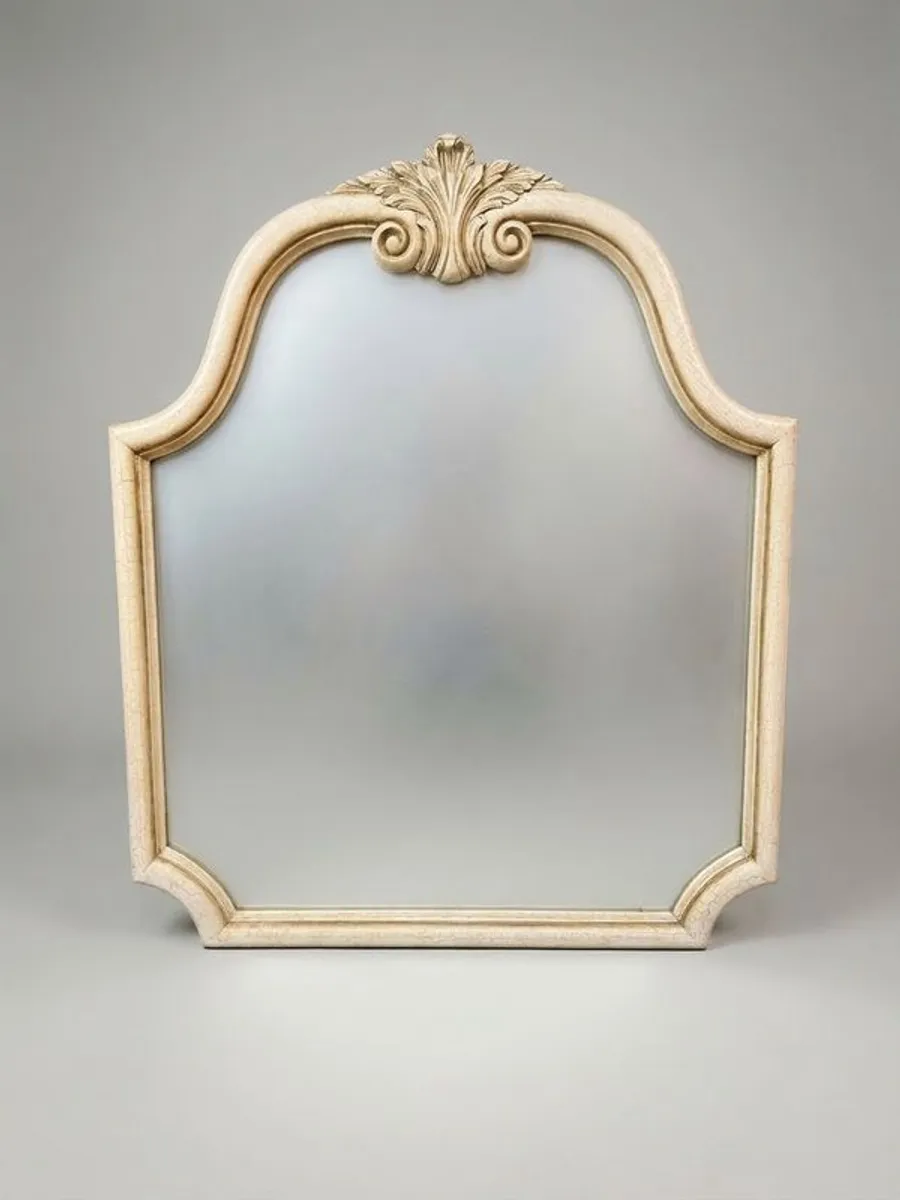 Vintage French Armoire Style Shield Shape Mirror - Image 1