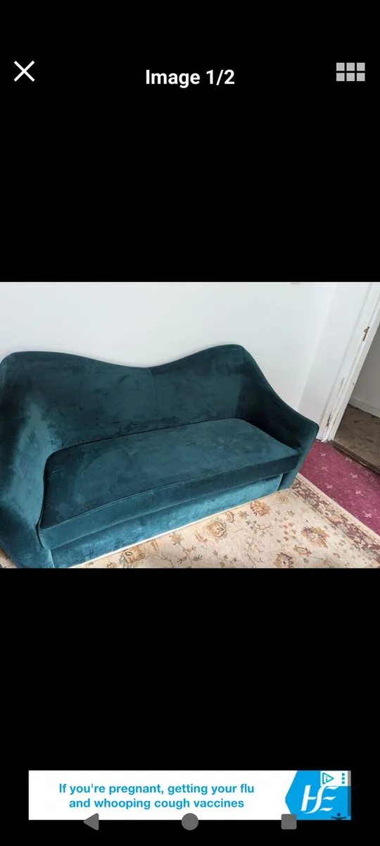 Green velvet couch