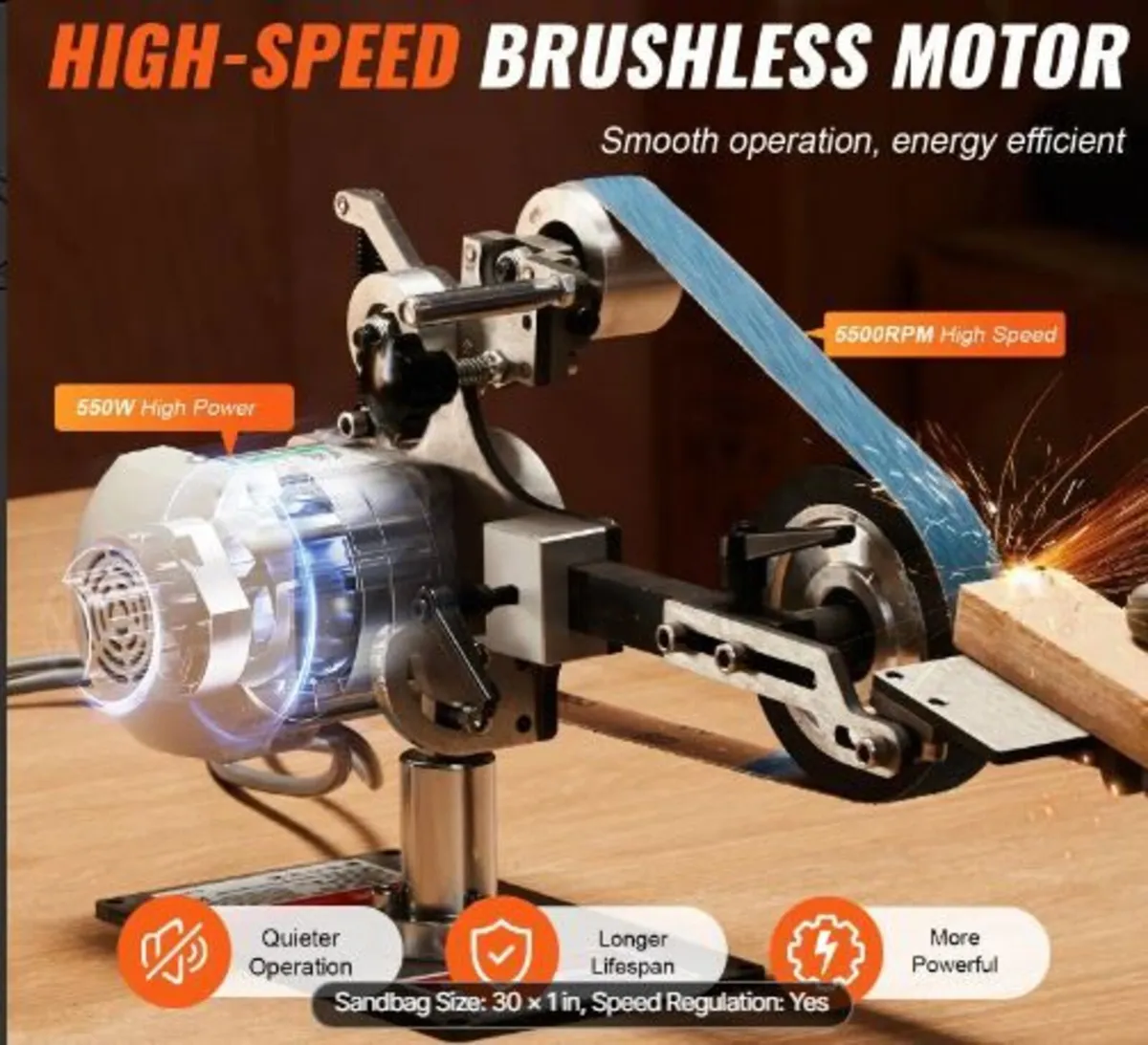 Belt Grinder Sander, 30 x 1-Inch Variable Speed - Image 4