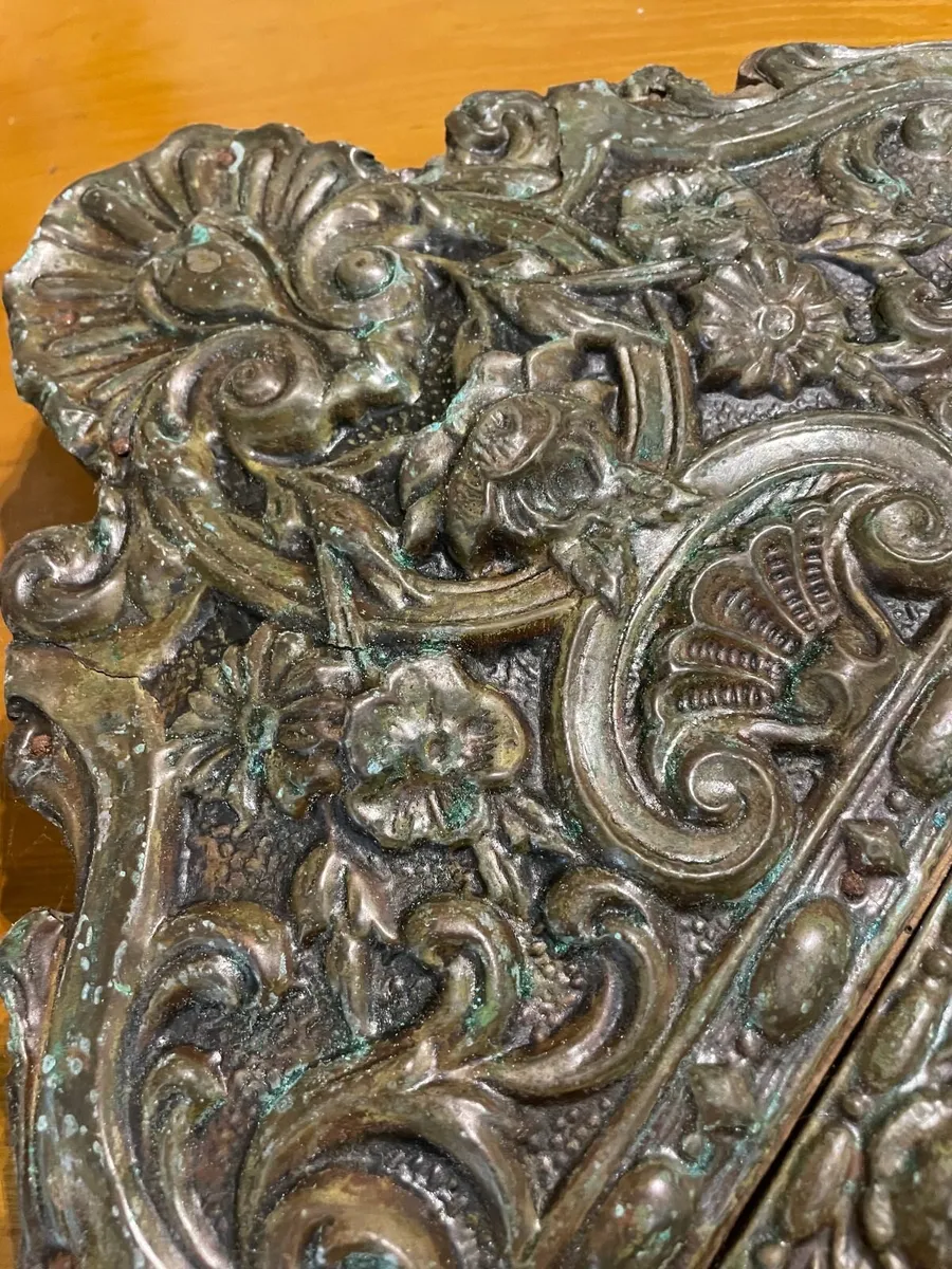 Antique Style Ornate Dutch Brass Repoussé Mirror - Image 2
